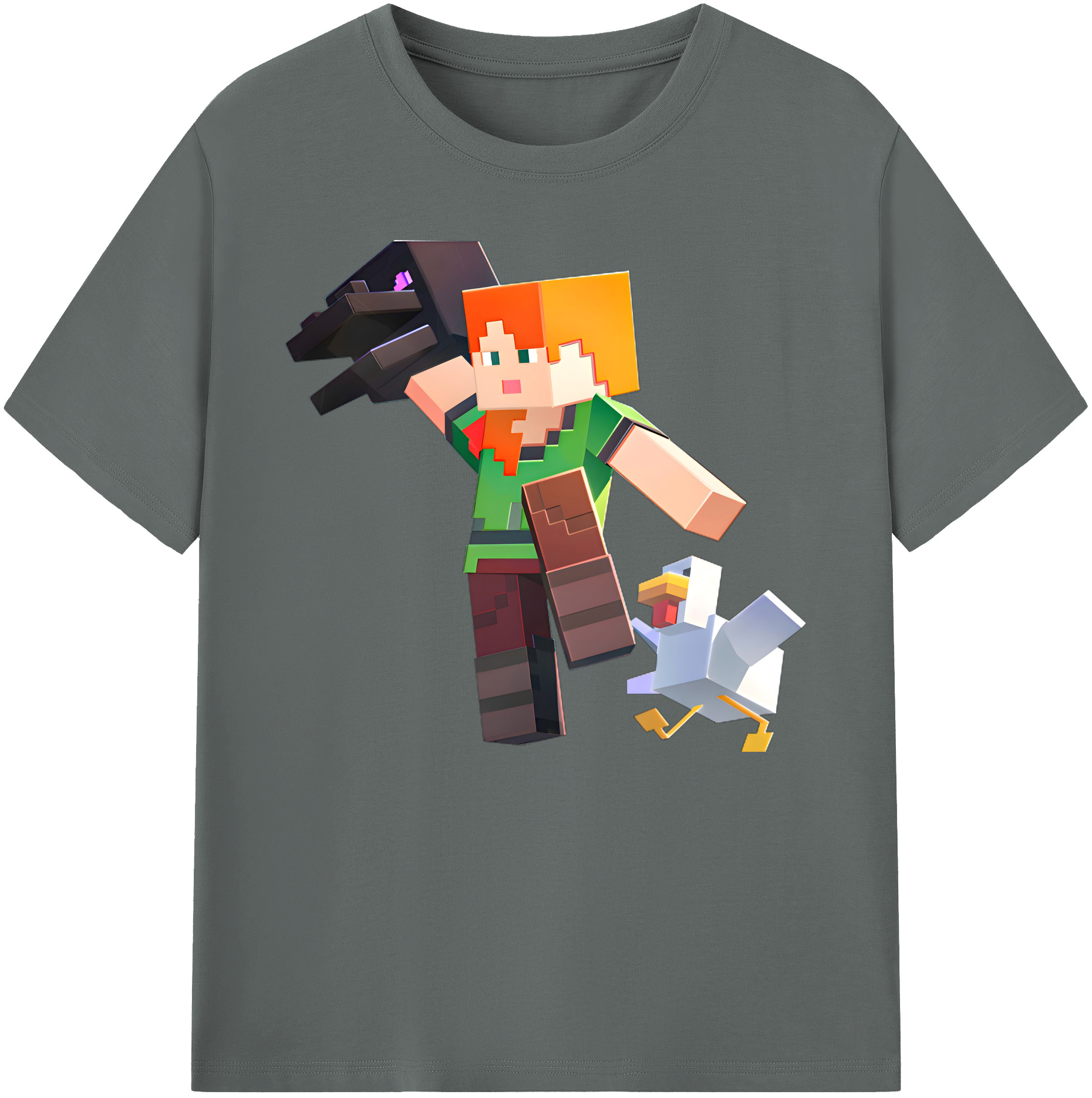 （画像用） マインクラフト ブロックの世界 Minecraft MC Block world 綿100％ メンズ半袖Tシャツ｜肌触りやわらか＆通気性